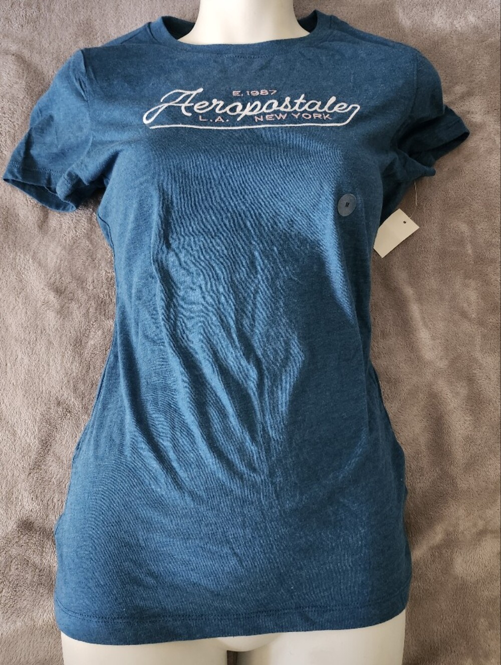 Aeropostale Women's Teal Crew Neck Graphic T-Shirt